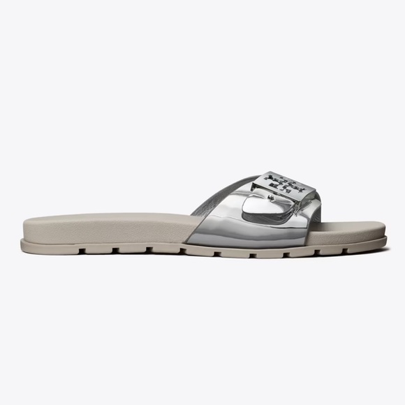 Tory Burch Metallic Silver Slippers, size 8 ( sold out in this color and size) - Picture 2 of 10